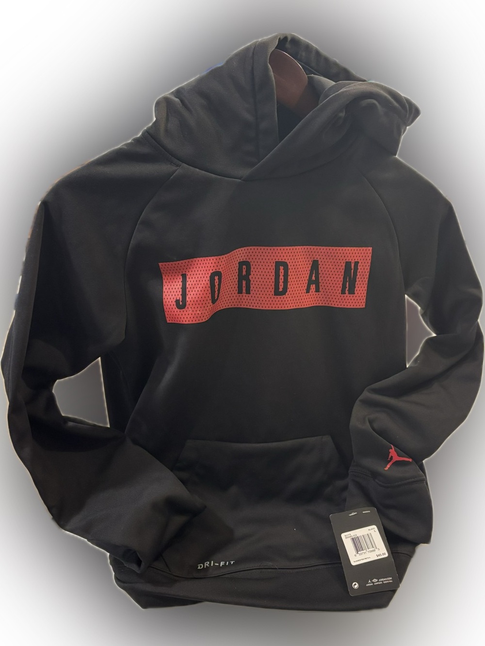 Jordan Black Hoodie with Red Logo